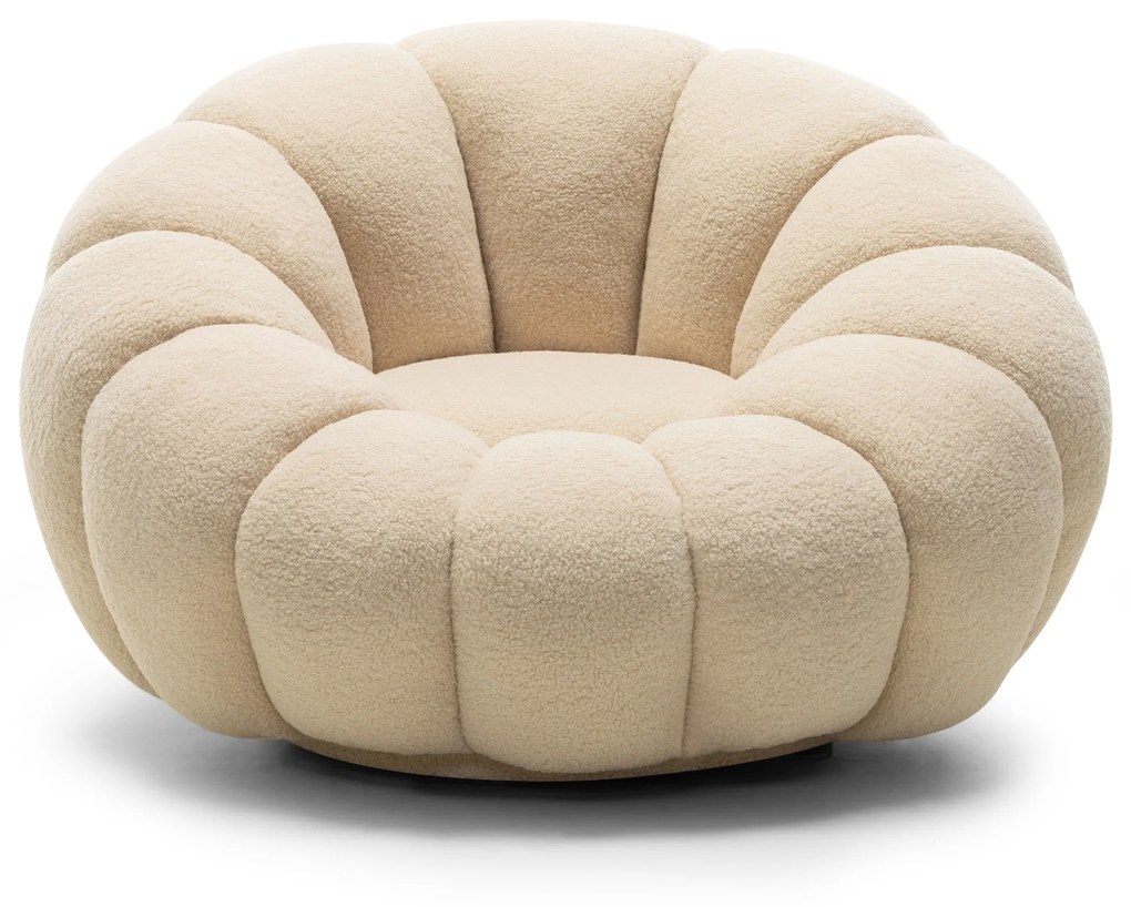 Designové relaxační křeslo VENEZIA 100 cm bouclé béžové