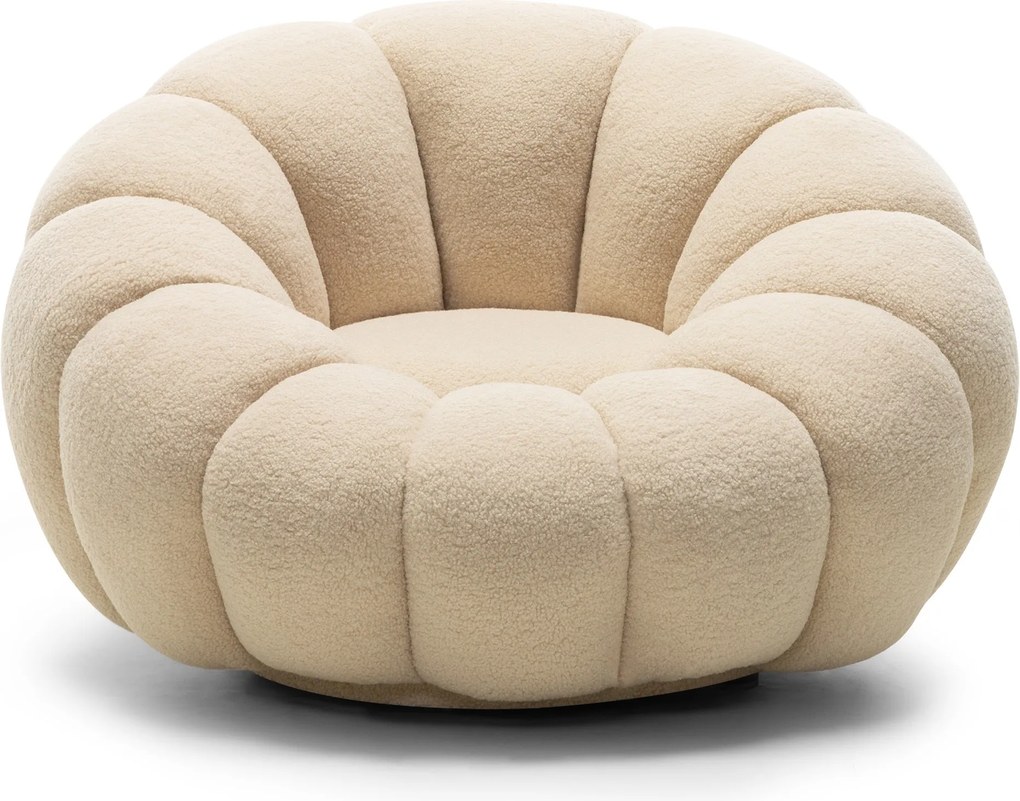 Dizajnové relaxačné kreslo VENEZIA 100 cm bouclé béžové