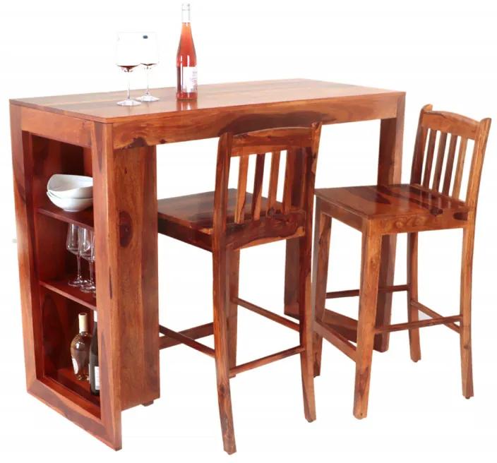 Barový stôl 140x110x60 indický masív palisander Natural