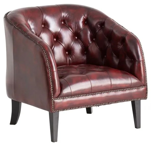 furniture-nabytek.cz - Kreslo Chesterfield Oakland z masívnej pravej kože, červené