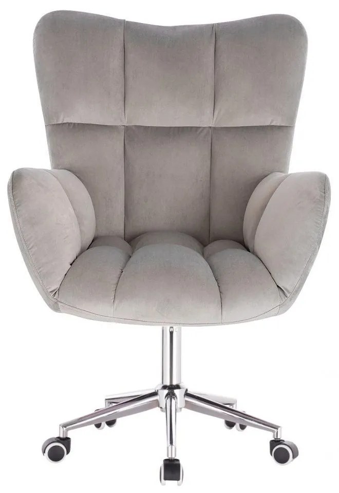 LuxuryForm DESIGN Otočné kreslo AURORA VELUR na striebornej podstave s kolieskami - svetlo šedé
