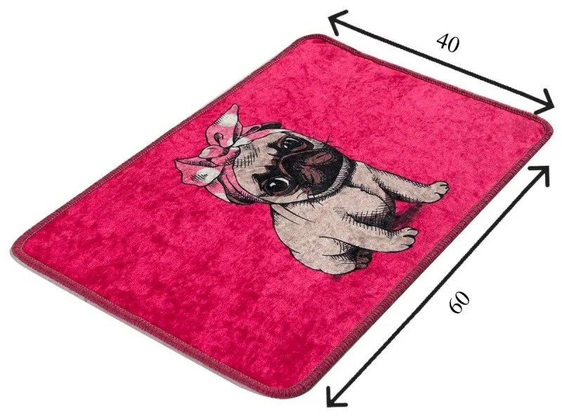 Kúpeľňová predložka Pug DJT 40x60 ružová