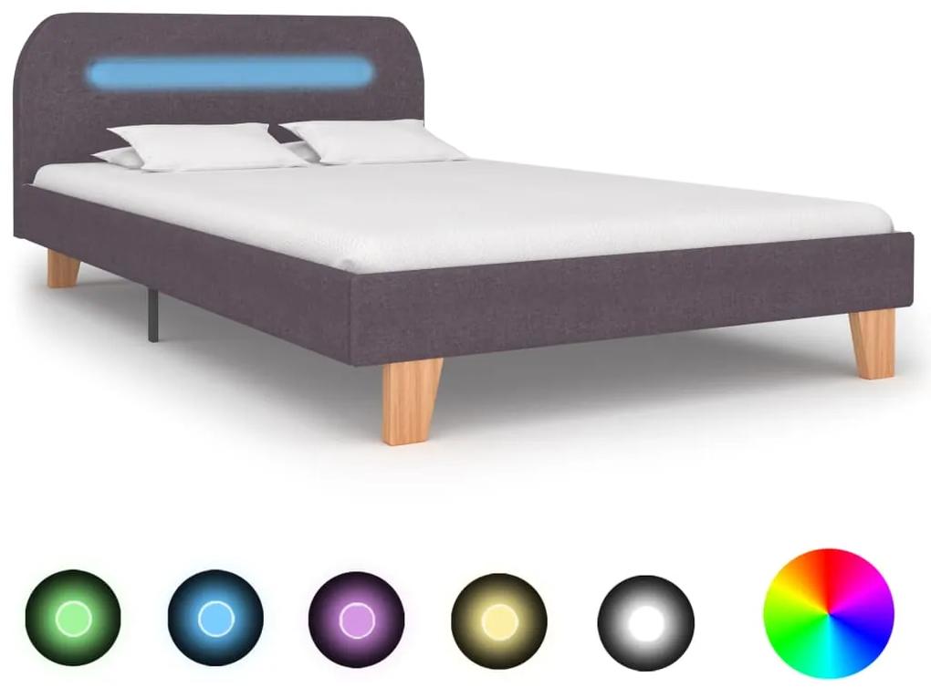 vidaXL Rám postele s LED svetlom hnedosivý látkový 120x200 cm