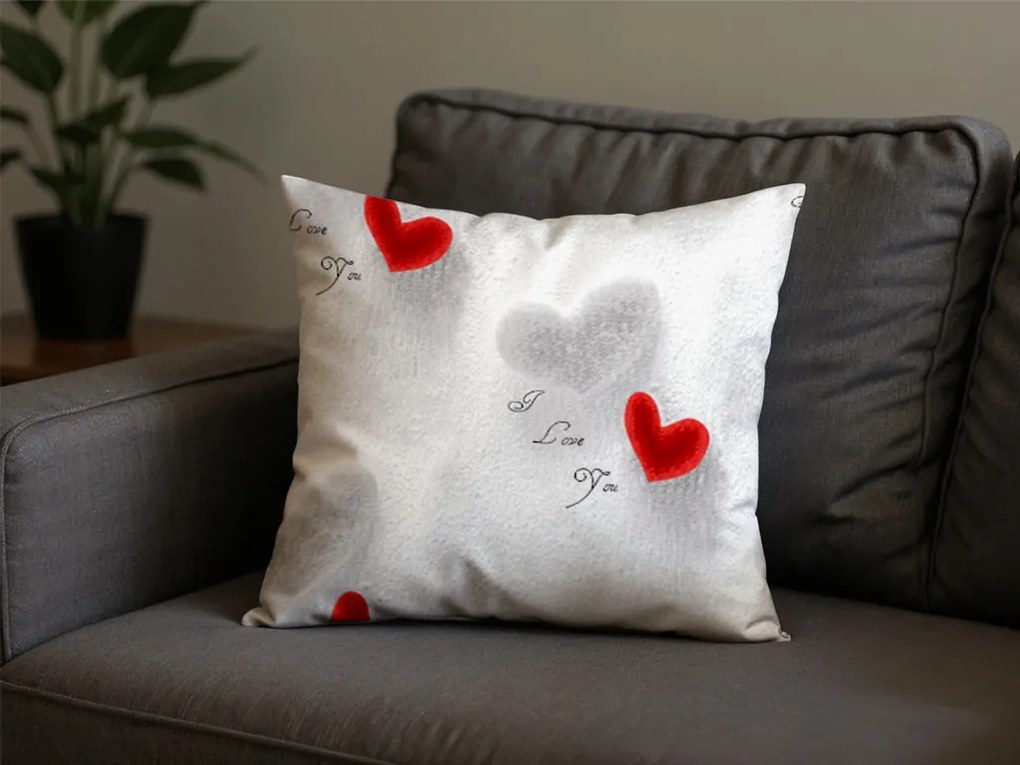 Sada 2 ks dekoračných návliečok na vankúš z mikrovlákna HEARTIZIA 45x45 cm, svetlo sivá