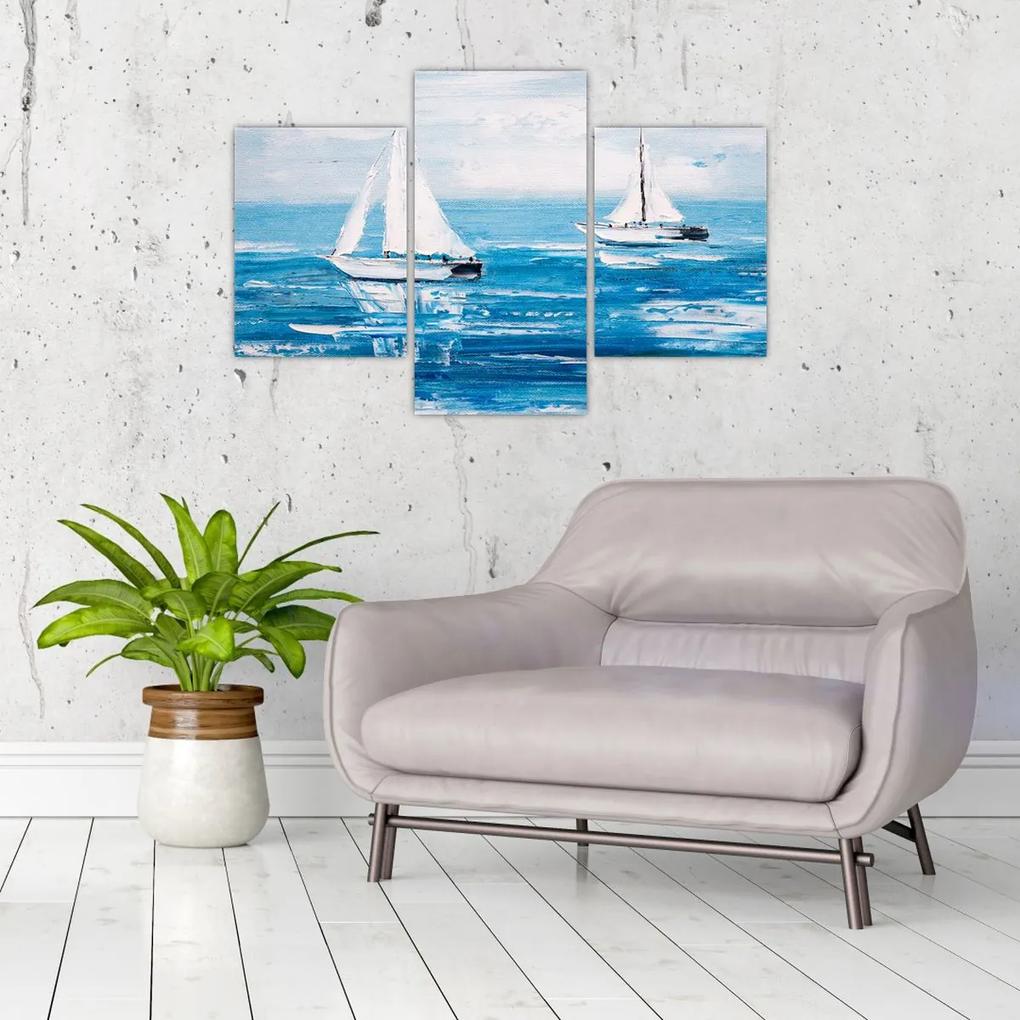 Obraz - Maľba jachty na mori (90x60 cm)