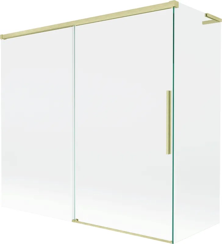 Mexen Rox, L posuvná 2-krídlová vaňová zástena 170 + 75 x 150 cm, 8mm číre sklo, zlatý matný profil, 8C9L-170-075-55-00