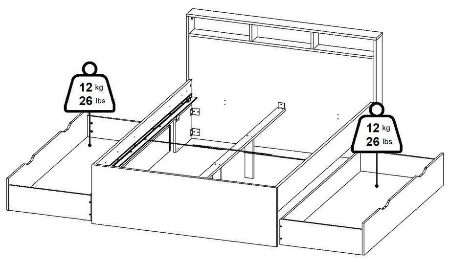 Dvojlôžková posteľ v dekore duba s úložným priestorom bez roštu 140x200 cm v prírodnej farbe Ikast – Tvilum