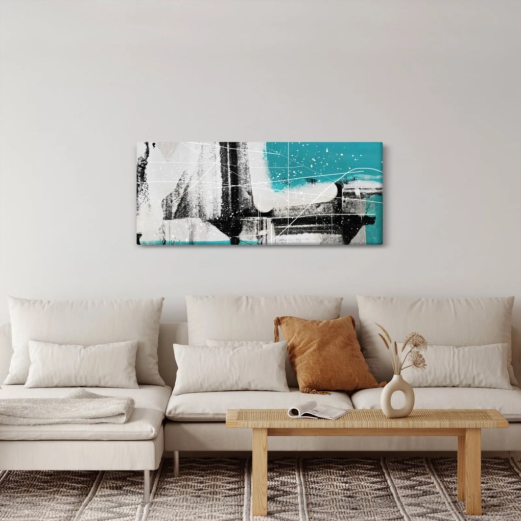 Obraz - Tyrkysová abstrakcia (120x50 cm)