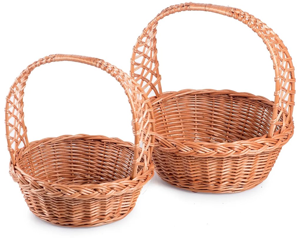 Darčekový košíček prútený Orom VI.priemer 27cm x v. 11/30(cm)