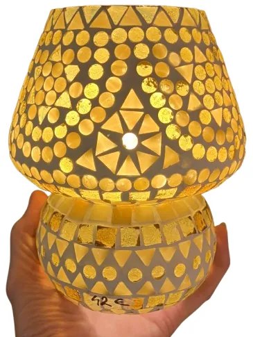 Mosaic lampa stolná orientálna Mushroom AMBER 17 cm