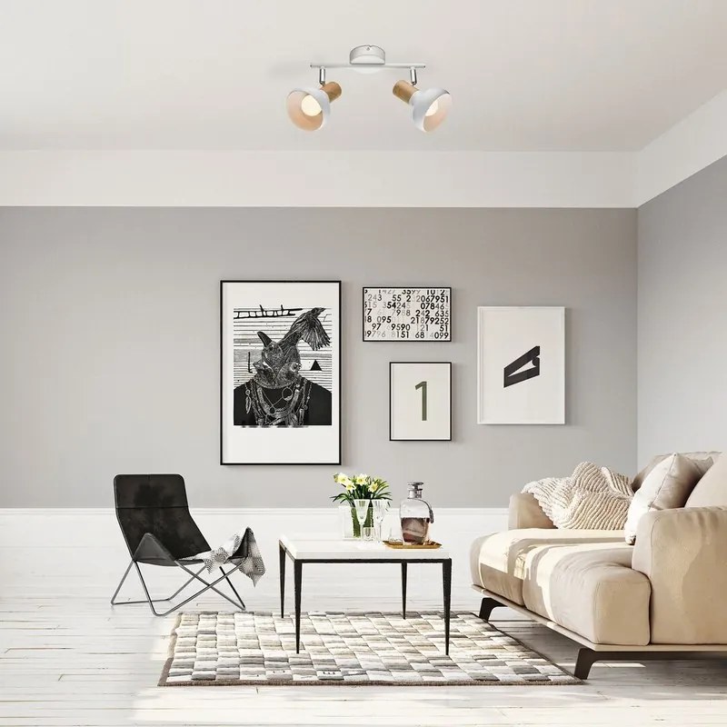 Rabalux HOLLY stropné bodové svietidlo max. 2x40W | E14 | IP20 - biela, svetlé drevo