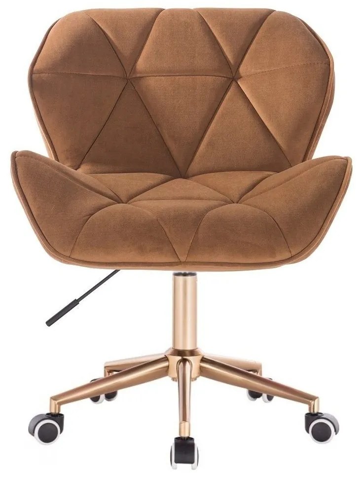 LuxuryForm DESIGN Stolička MILANO VELUR na zlatej podstave s kolieskami - hnedá