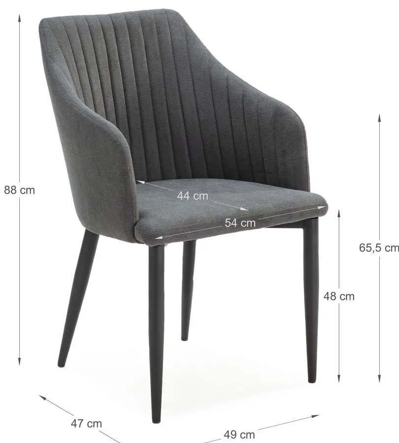 Tmavosivé čalúnené jedálenské kreslá v súprave 2 ks Nadi – Marckeric