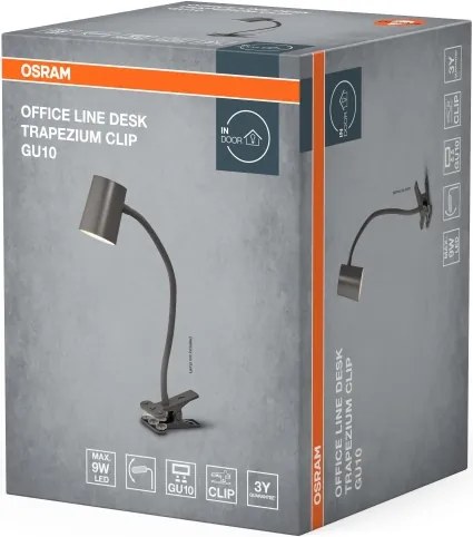 Osram - Stolná lampa s klipom DESK LINE 1xGU10/9W/230V sivá
