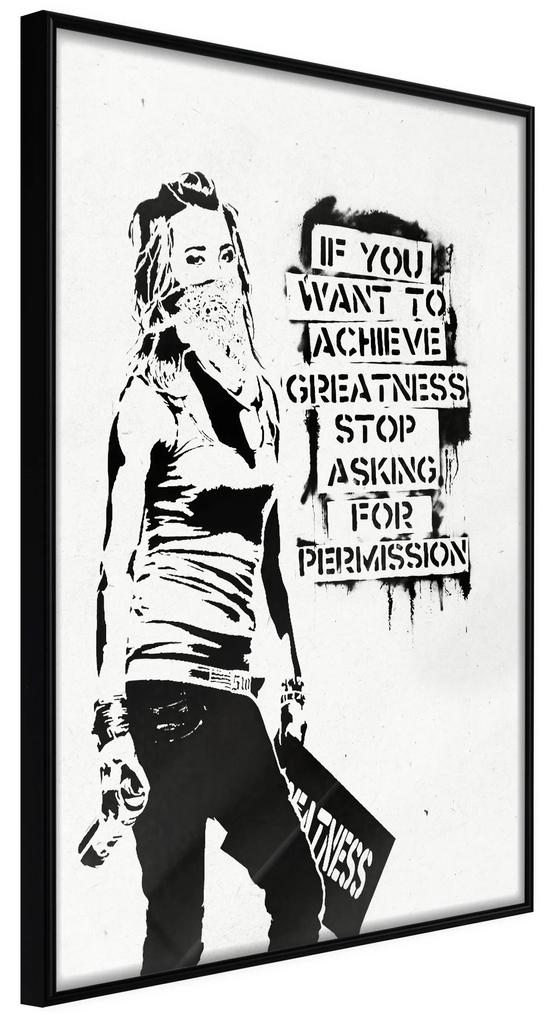 Artgeist Plagát - Girl with Graffiti [Poster] Veľkosť: 20x30, Verzia: Zlatý rám