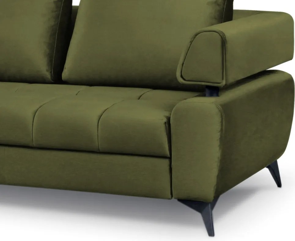 Rohová sedacia súprava Paris, machová zelená látka, ľavý roh