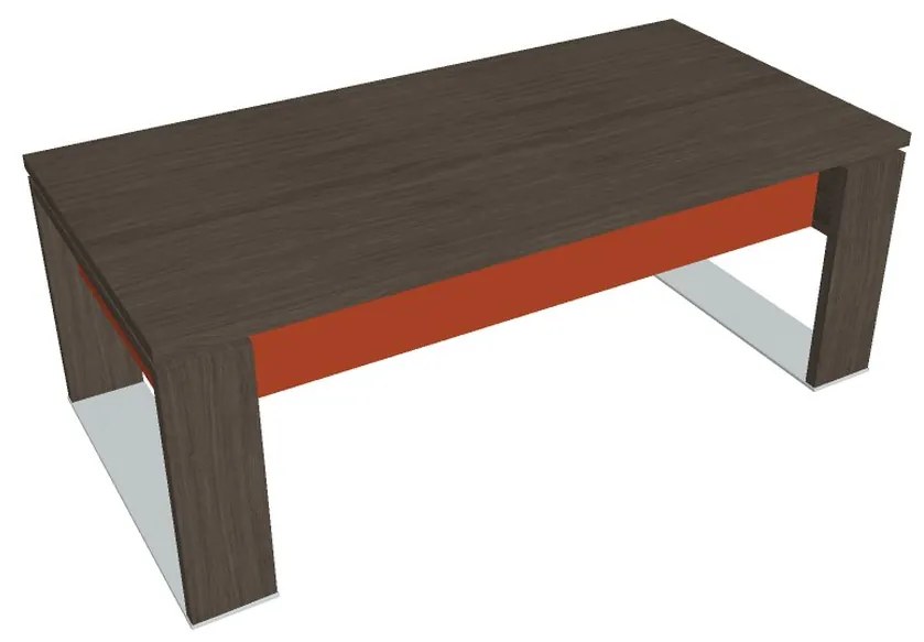 Stôl Verno+ S 200 x 100 cm, dub antracit / oranžová