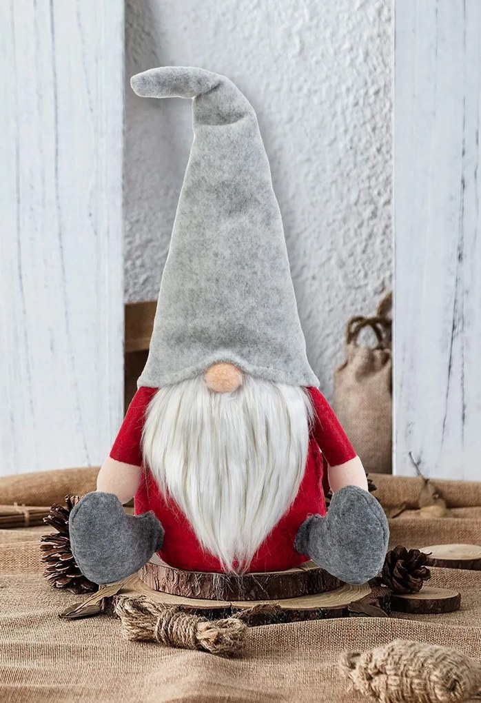 Tutumi Tutumi, vianočný trpaslík 15x47cm 22602, červená-šedá, CHR-09909