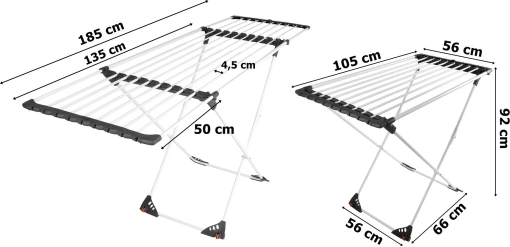 Sušiak na bielizeň Mojave grafit/biely