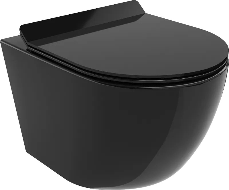 Mexen Lena Rimless závesné WC so sedátkom s pomalým zatváraním, čierna lesklá, 30224070