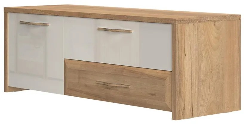 TV stolík Gala TV135-1K2F/GL lakované pacific walnut/beige