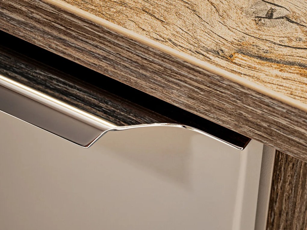 Kúpeľňová zostava SantaFe s doskou, umývadlami, zrkadlami a skrinkami 180 cm sivo-hnedá/dub santa fe retro