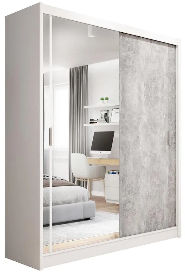 Skriňa Stone 203 biela/betón