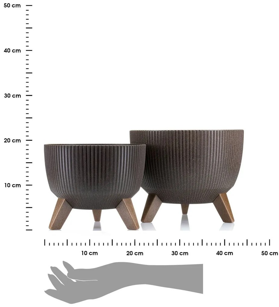 Sada 2 květináčů ROSA ECO hnědá