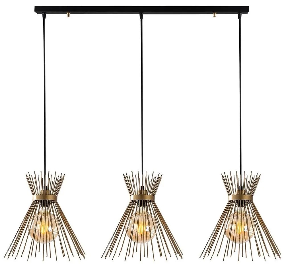 Luster na lanku KIRPI 3xE27/40W/230V zlatá