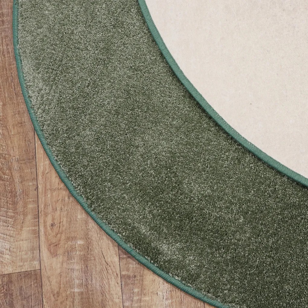 AladinWorld Expres, Kusový koberec Velur Ultra olivový kruh, 400x400 (priemer) kruh, zelená, obývacia izba