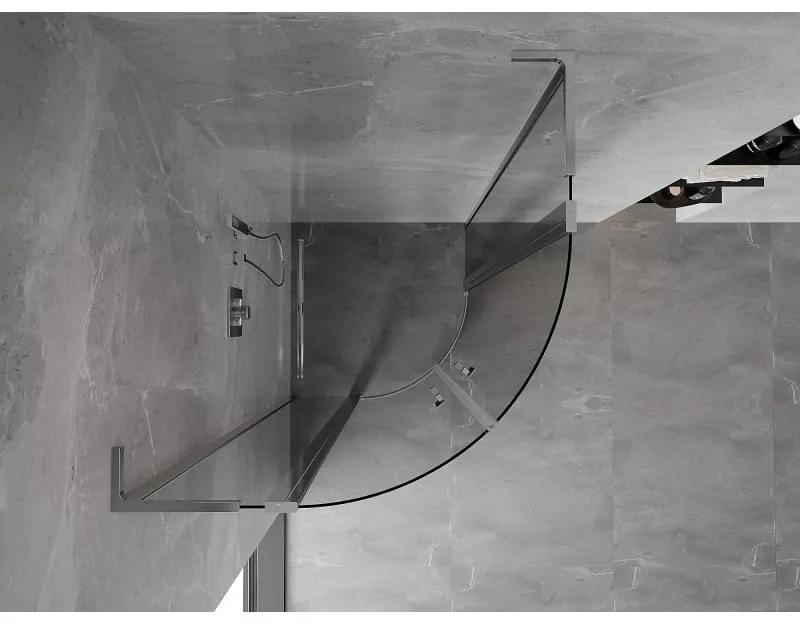 Mexen Mist L, štvrťkruhový sprchový kút s 2-krídlovými dverami, 100 x 100 cm, 8mm číre sklo, chrómový profil, 8A32L-100-100-01-00