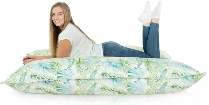 Veľký vankúš na ležanie so svetlozeleným listovým vzorom – XL / XXL Veľkosť: XL