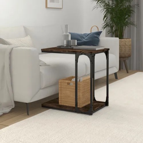 vidaXL Príručný stolík dymový dub 50x35x52 cm spracované drevo-