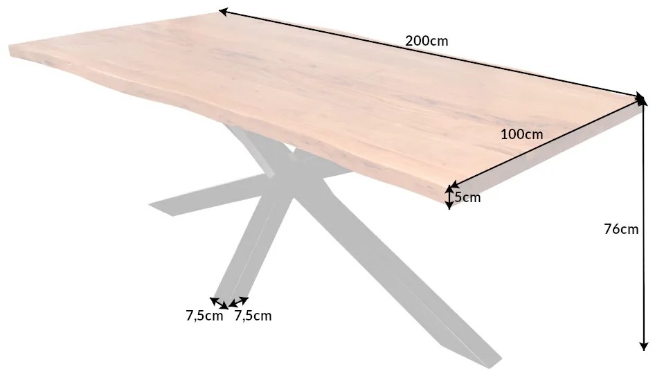 Dizajnový jedálenský stôl Kaniesa 200 cm akácia
