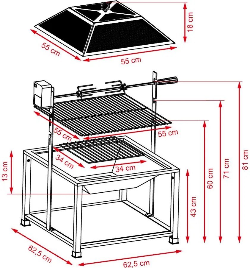 Multifunkčné ohnisko + gril s el. ihlou Avenberg ARIZONA
