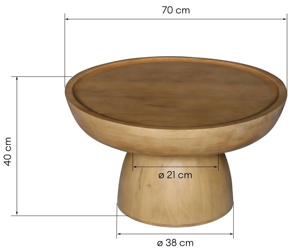 Konferenční stolek Arvika 70 cm mangové dřevo dub pískový