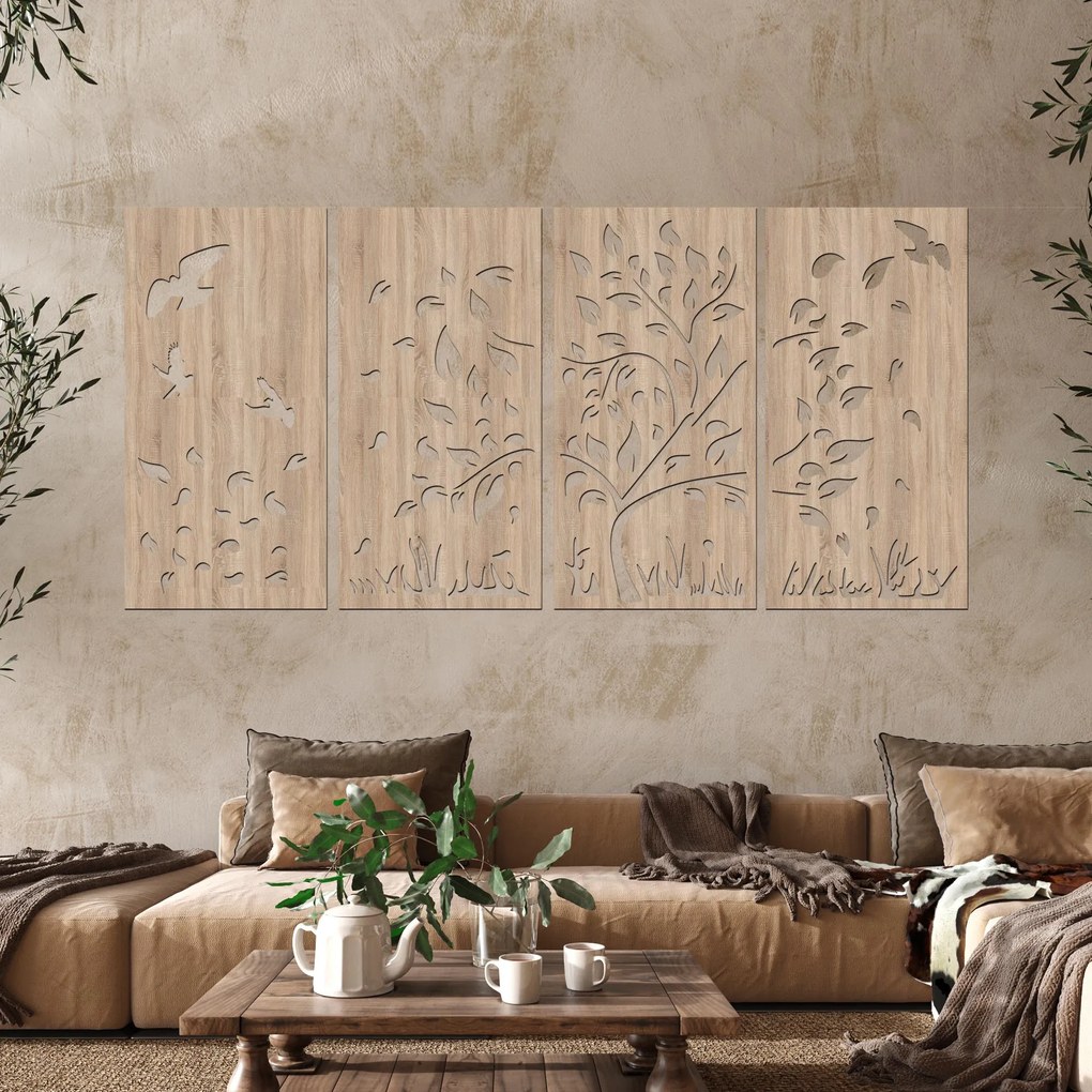 drevo zivota Drevený obraz zo 4 dielov stromu JESEŇ II Farebný vzor: Wenge, Veľkosť viacdielov: 160x80