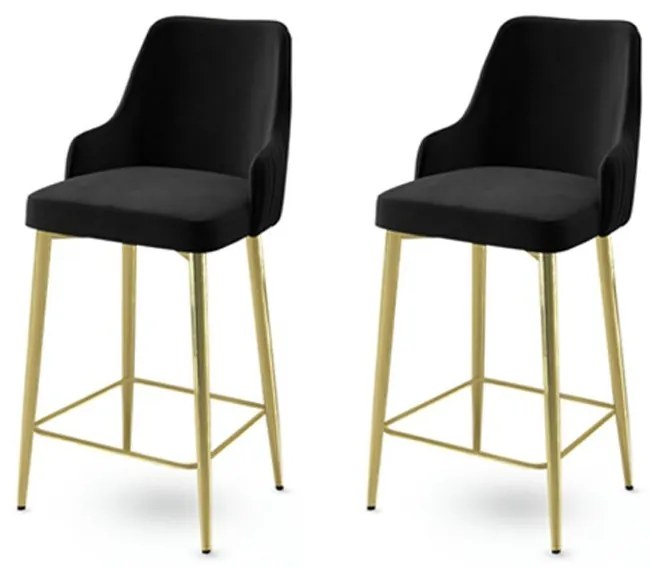 Sada barových stoličiek Enox Black and Gold, 2 ks, 2 ks