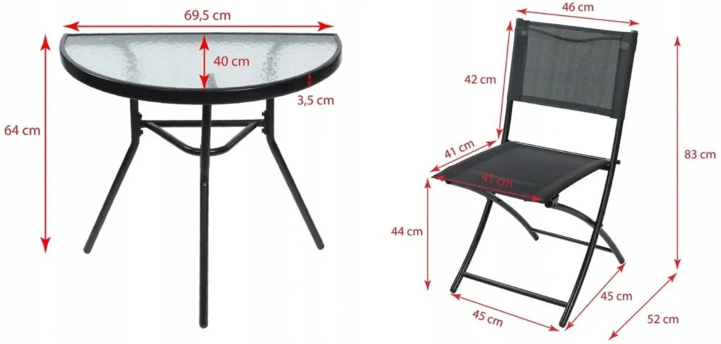 Dekorstudio Balkónový skladací set na malý balkón 2x stolička a stôl
