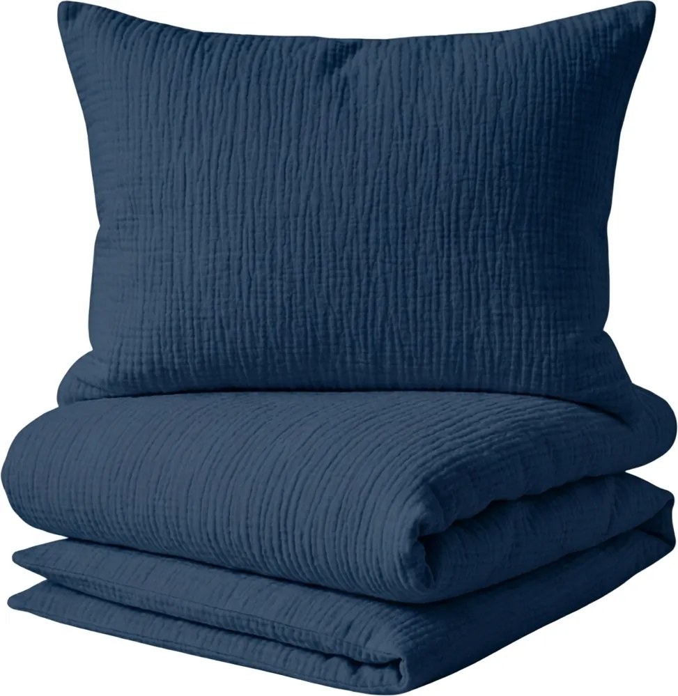 Mušelínové obliečky MUSSARI tmavomodré Rozmer obliečky: 70 x 90 cm | 140 x 220 cm