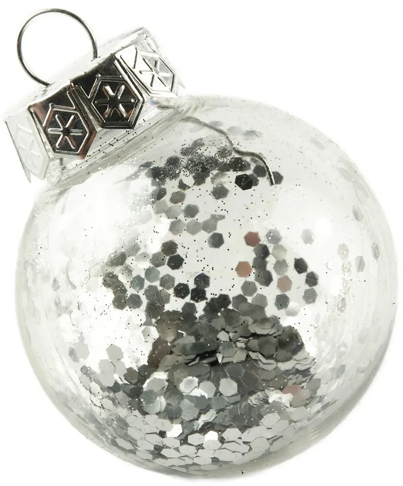 DECOLED Sada ozdob, prům. 6 cm, stříbrná