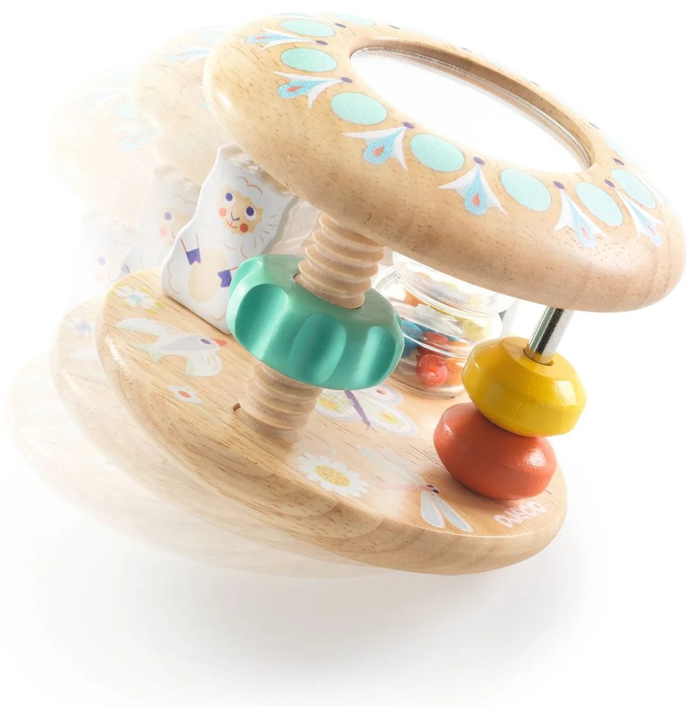 Drevená hrkálka s aktivitami