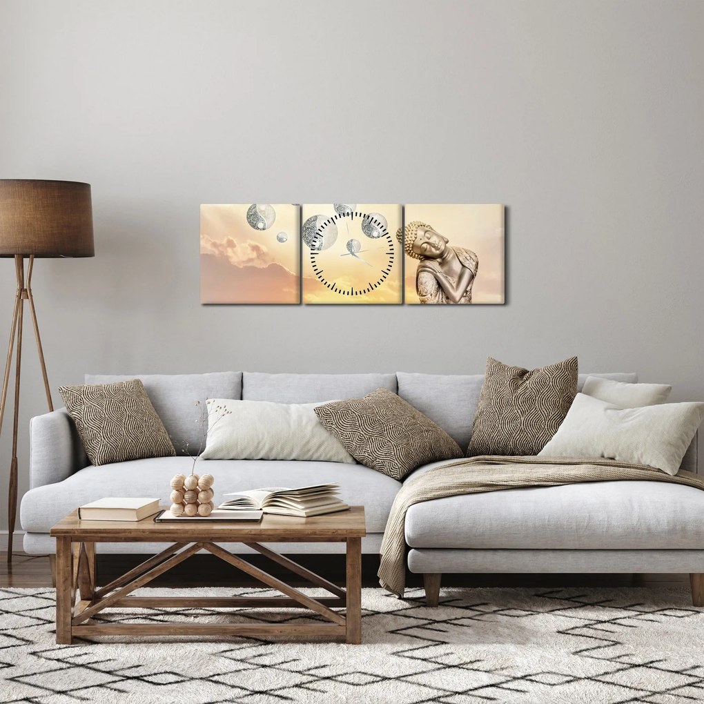 Obraz - Čas meditácie (s hodinami) (90x30 cm)