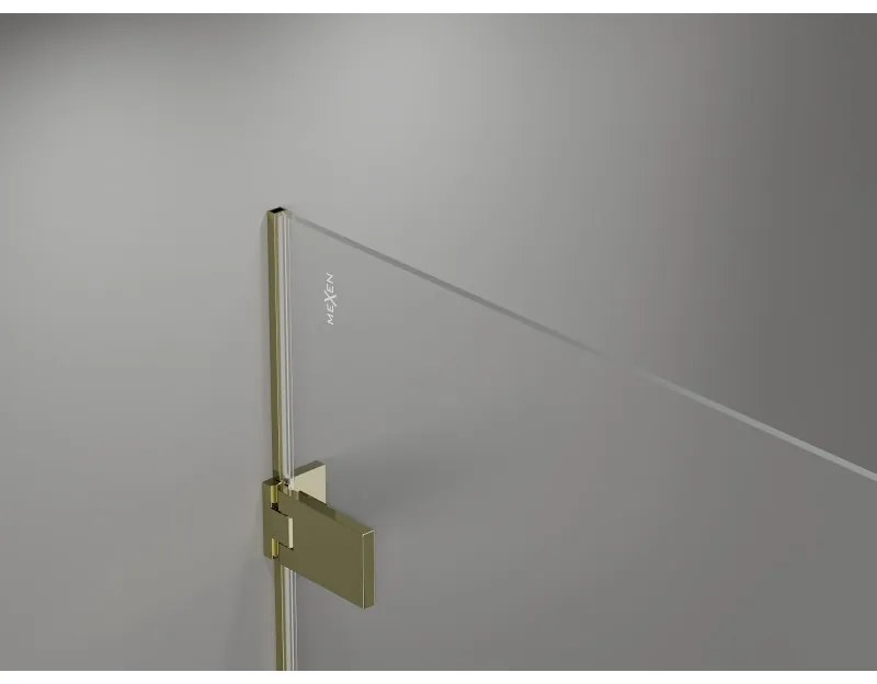 Mexen Lunar-B, sklápací sprchový kút ľavý 95 x 80 cm, 8mm číre sklo, zlatý profil, 832-095-080-50-00-L