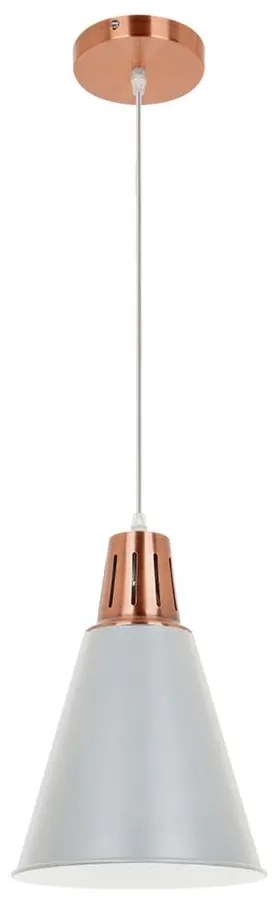 Klausen KL 6238 - Luster na lanku SHADE 1xE27/15W/230V medená/šedá
