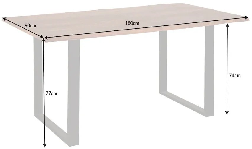 Jedálenský stôl MAMMUT 180 cm, 26 mm divoké akáciové drevo