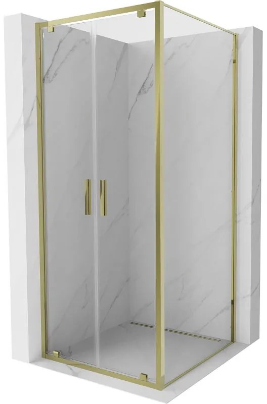 Mexen Exo, výklopný sprchový kút 80 x 80 cm, číre sklo, zlatá, 8182-080-080-50-00