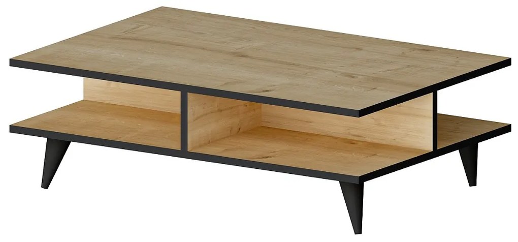 Dizajnový konferenčný stolík Gagenia 90 cm vzor dub / čierny