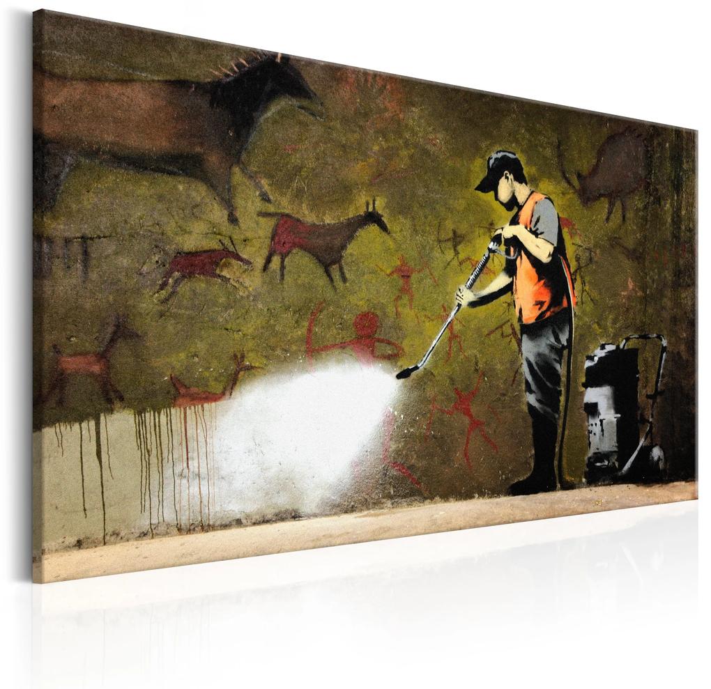 Artgeist Obraz - Cave Painting by Banksy Veľkosť: 120x80, Verzia: Standard