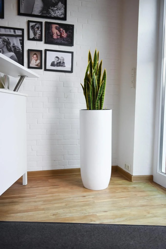 Kvetináč SOLERIO, výška 80 cm, sklolaminát, biely